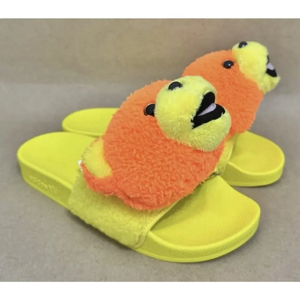 Adidas Jeremy Scott NBA Adilette Bear Yellow Lifestyle Slides Mens 8 or Womens 9